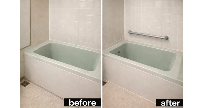 浴室のバリアフリー化：手すり設置と床の改修