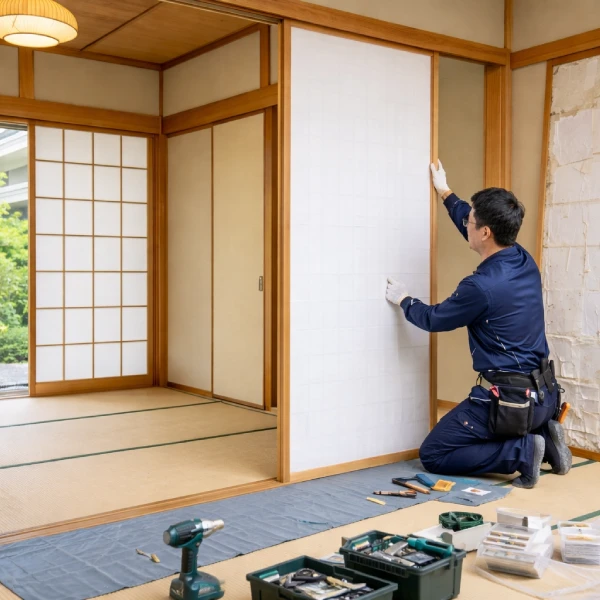 職人本舗リフォーム沖縄の網戸交換、主な作業内容